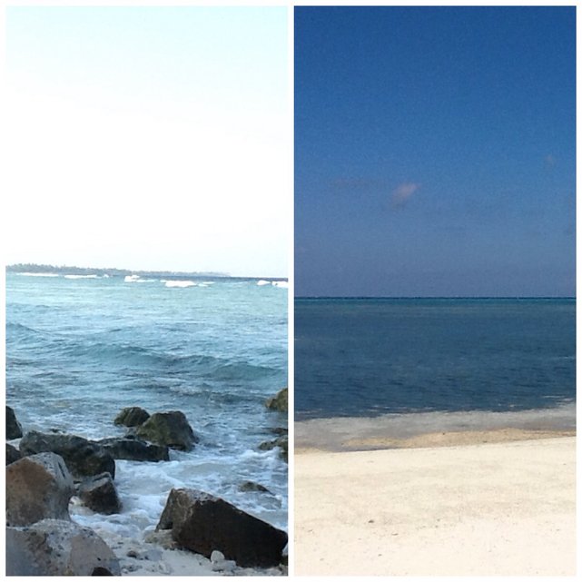 Malediwy, Addu Atol, wyspa Hulhudhoo jest miejscami tak wąska, że stojąc pośrodku na piaszczystej drodze, z jednej strony można widzieć morze, a z drugiej lagunę. Dzieli je jedynie kilkadziesiąt kroków.•Foto: D. Jaworska