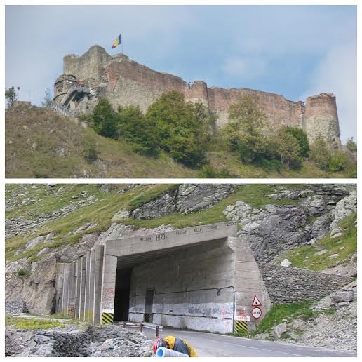 Ruiny Zamku Poenari, wjazd do najdłuższego tunelu na Trasie Transfogaraskiej (884m), Rumunia•foto: Wikipedia